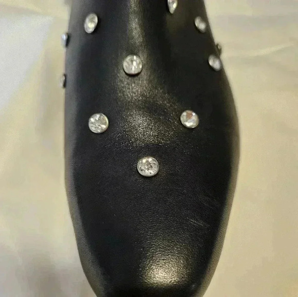 Gianni Bini Black Leather Rhinestone Boots Size 6.5 - Picture 4 of 5